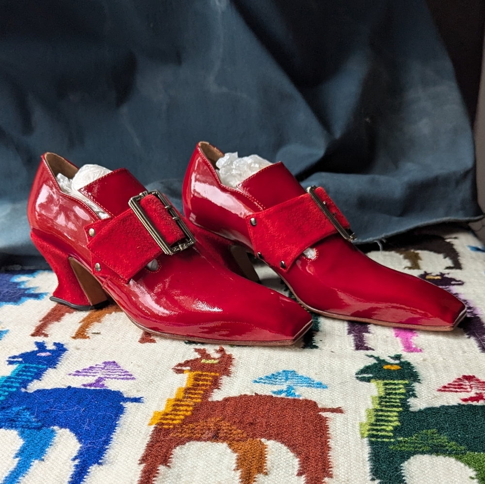 John Fluevog Red Monkstrap Superfine Bishop